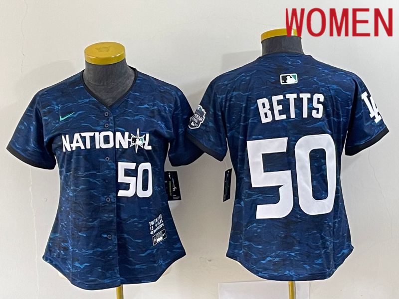 Women Los Angeles Dodgers 50 Betts National League Nike Royal 2023 MLB All Star MLB Jersey